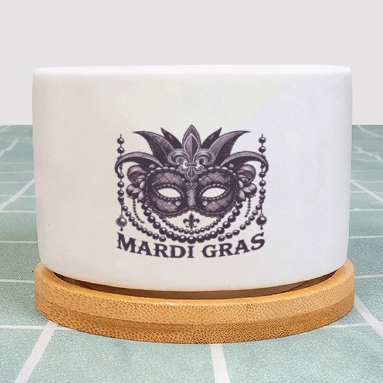 Mardi Gras Mask Beads Fleur De Lis Plant Pots
