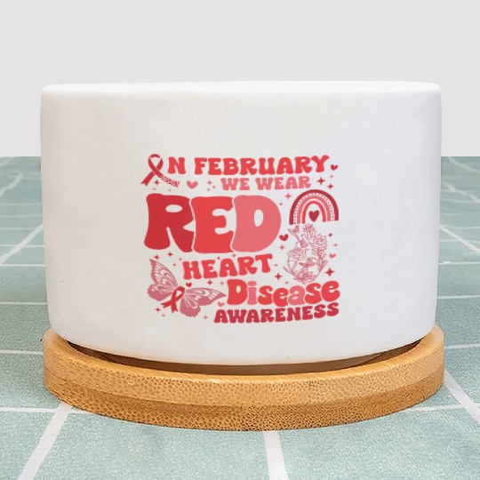 In February We Wear Red Rainbow CHD Awareness Plant Pots