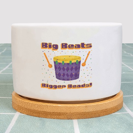Big Beats, Bigger Beads! Funny Mardi Gras Drumline Plant Pots