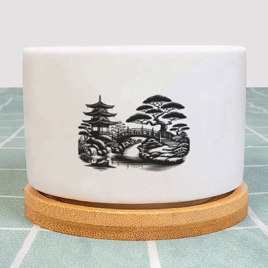 Spiritual Balance Japanese Temple Bridge Plant Pots