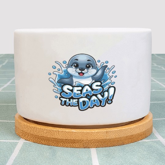 Seas The Day Seal Enthusiast Splash Vibes Plant Pots