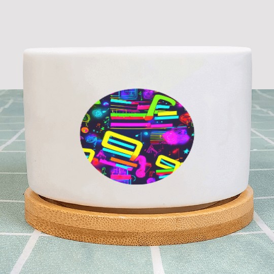 neon party vintage 80s Plant Pots