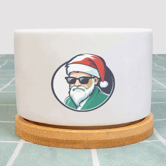 Creative Santa logo design wearing sunglasses Plant Pots