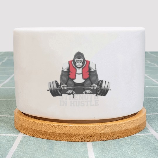Strength in Hustle Gorilla Gym Motivation Plant Pots