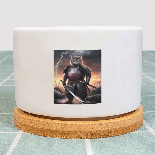 Japanese Cat Samurai Cat Plant Pots