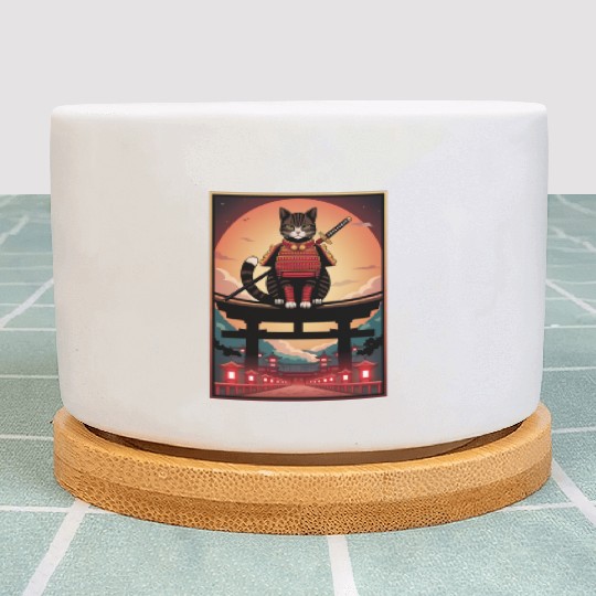 Japanese Cat Samurai Cat Plant Pots