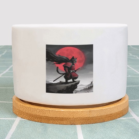 Japanese Cat Samurai Cat Plant Pots