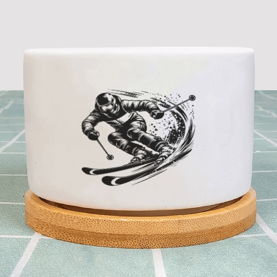 Skiing In Extreme Sport Style Downhill Skiing Plant Pots