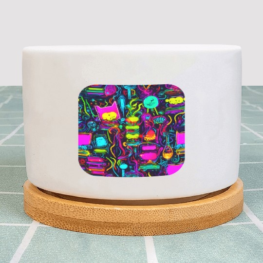 Neon UV Style Vintage 80s Retro Plant Pots