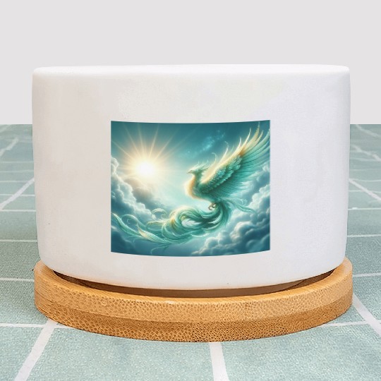 Green & Gold Rising Phoenix Plant Pots