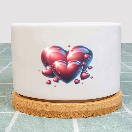 Wedding red love hearts clothing range Plant Pots