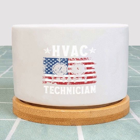 HVAC Technician Patriotic US American Flag Plant Pots