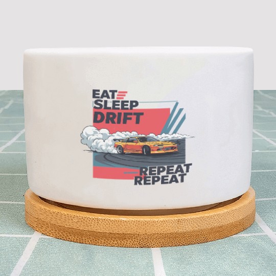 Eat Sleep Drift Repeat Plant Pots – Neon JDM Car Raci