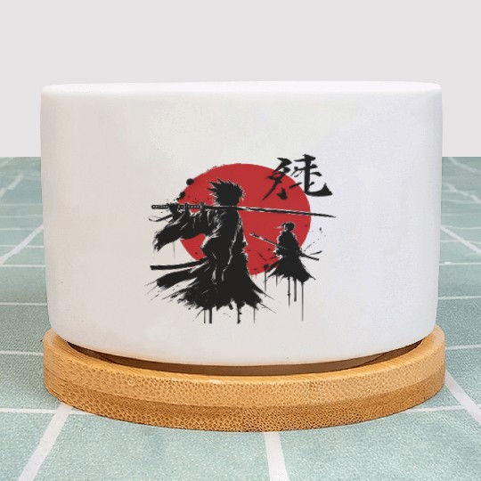 Shadow Samurai Warriors Under Blood Moon Plant Pots