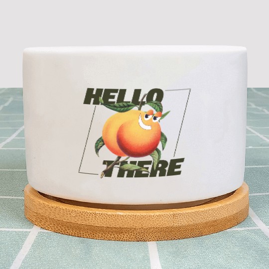 Hello There – Smiling Peach Flirt Graphic Plant Pots