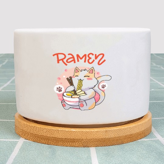 Cute Cat Ramen - Japanese Anime Kawaii Kitty Plant Pots
