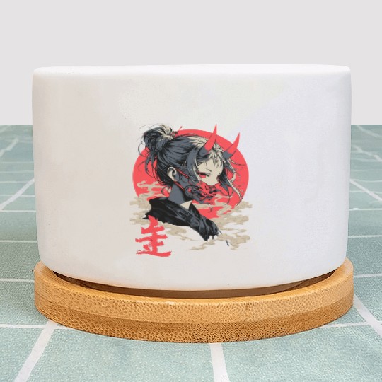 Beautiful Japanese Demon Anime Girl Waifu Geisha Plant Pots