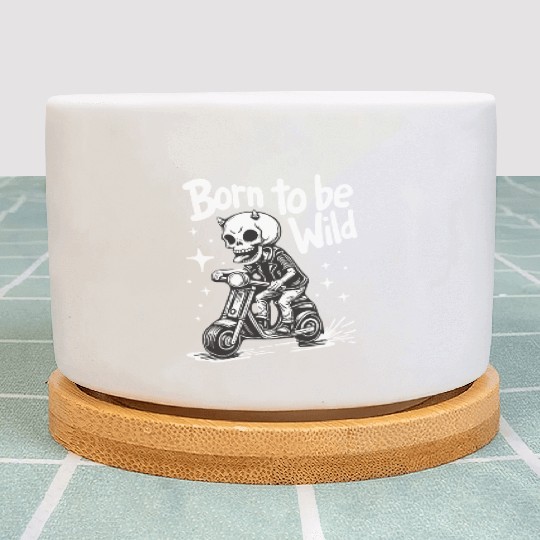 Born to Be Wild - Skull Devil on Scooter Plant Pots