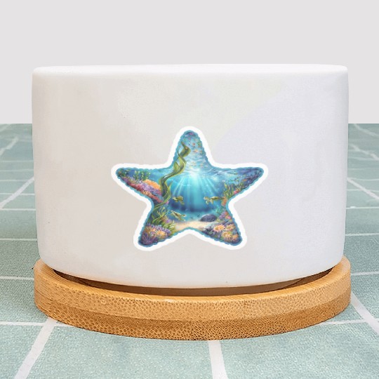 Vibrant Starfish Illustration Plant Pots