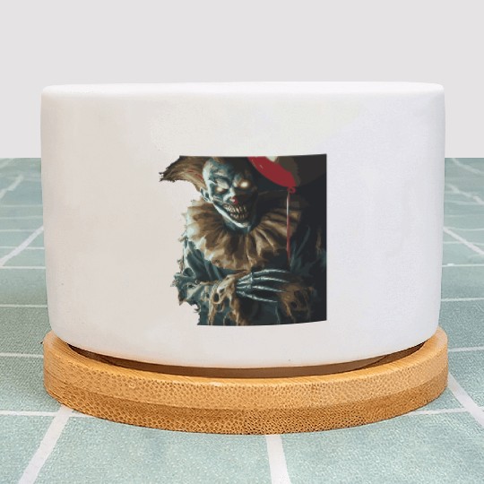 Creepy Ghost Clown with Red Balloon – Plant Pots