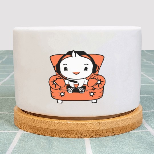 Duck gamer gaming controller headset armchair cute Plant Pots