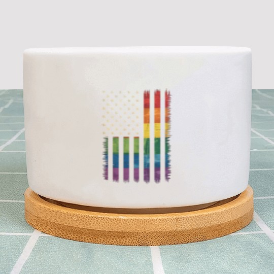 American USA Flag Rainbow Pride Gay Lesbian LGBTQ Plant Pots