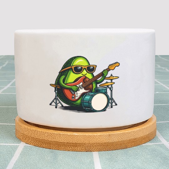 Rockin Avocado Musician Funny Graphic Plant Pots