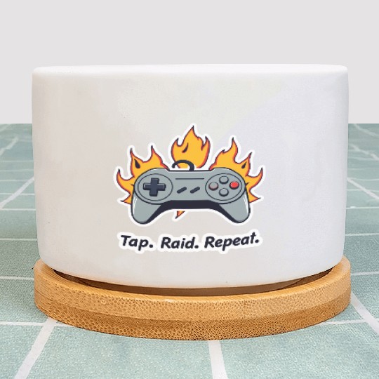 Tap. Raid. Repeat. – Retro Gamer Controller On Fir Plant Pots