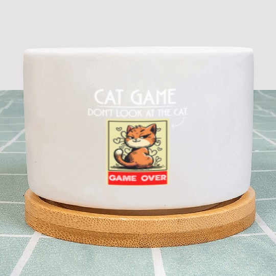 Cat Meme Game Humor Don’t Look Game Over Design. Plant Pots