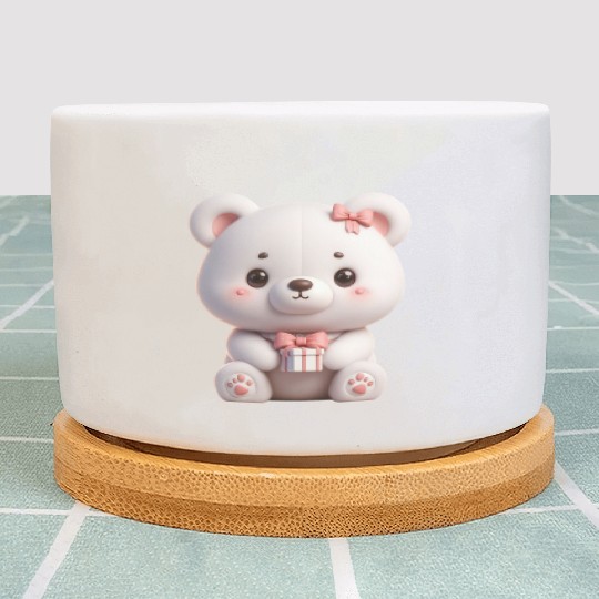 Sweet Teddy Bear and Gift Box Plant Pots