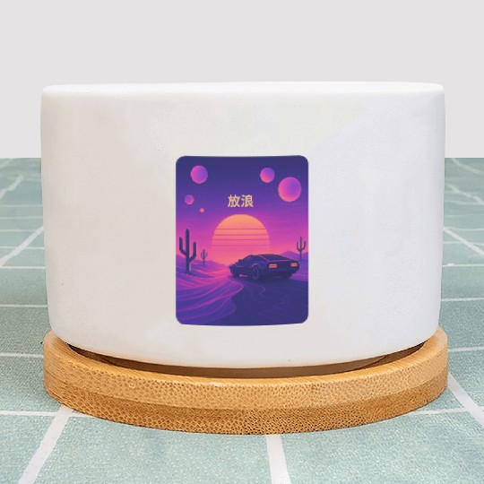 Wanderlust Drive – Retro Vaporwave Desert Plant Pots