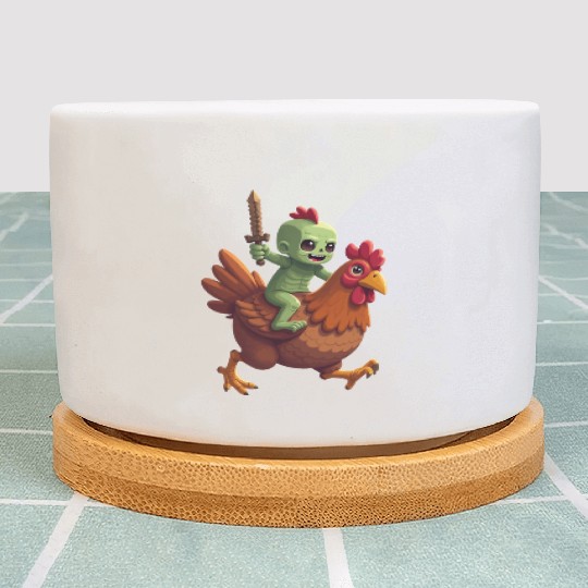 Zombie Chicken Jockey Plant Pots