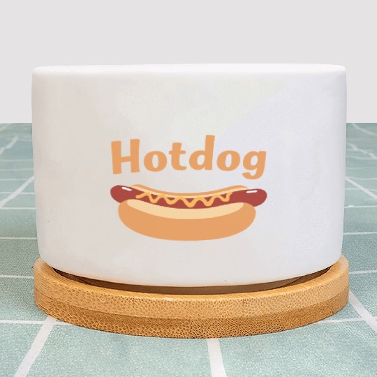 Hotdog Love in black and white look Plant Pots