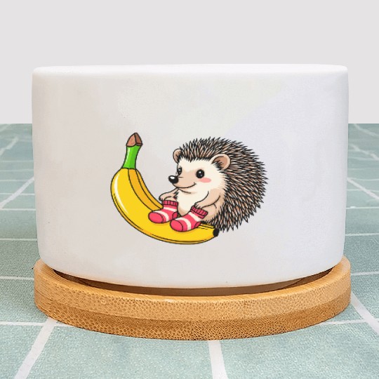 Hedgehog on a Banana Plant Pots