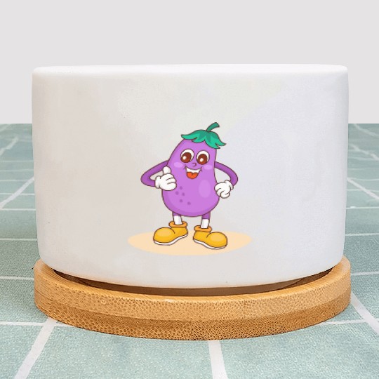 Animated Eggplant Character Design Plant Pots