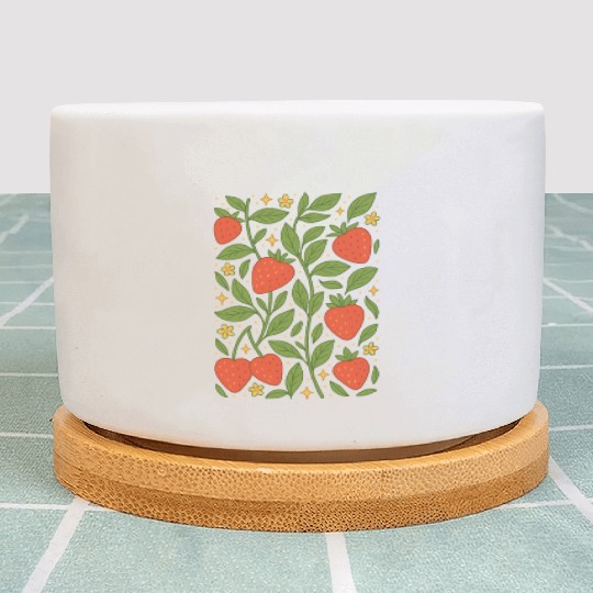 Strawberry Garden Pattern Plant Pots