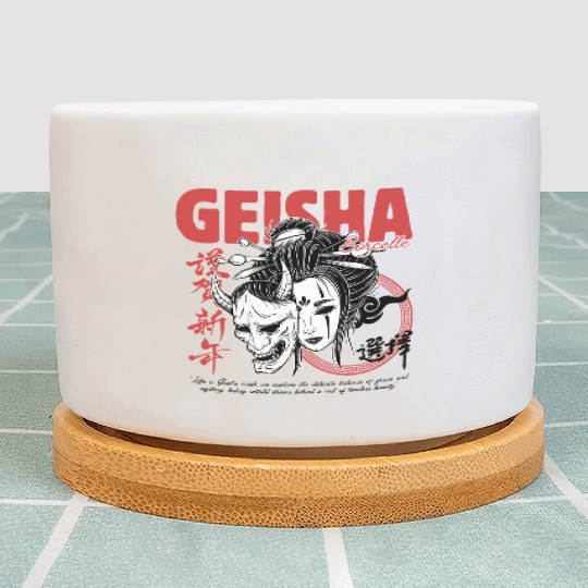 Geisha Mask – Red & Black Japanese Streetwear Plant Pots