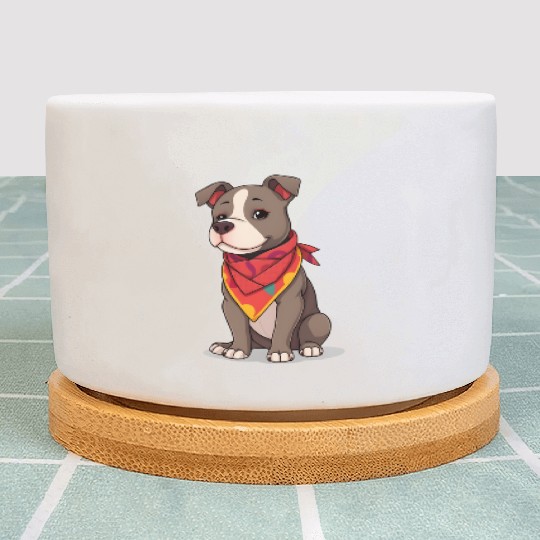 Cute Pitbull with Bandana | Adorable Dog Lover Gif Plant Pots