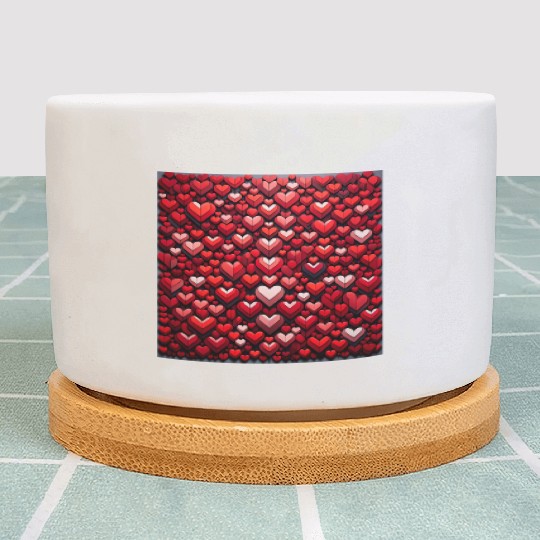 Red Hearts Painting Plant Pots