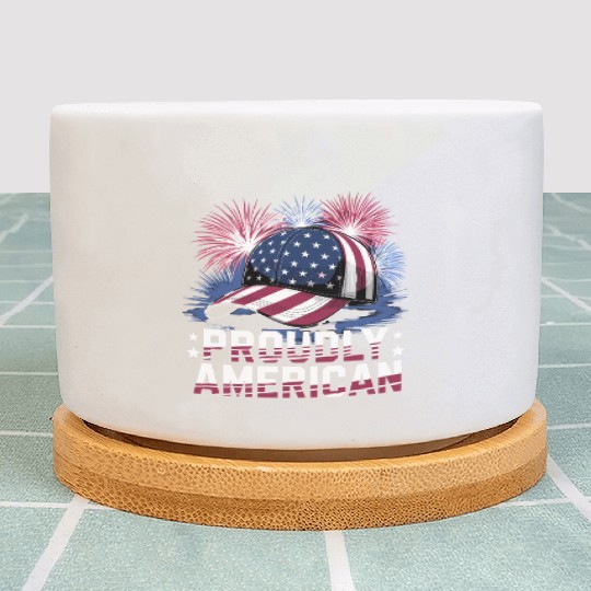 Proudly American Hat With Fireworks and Stars Plant Pots