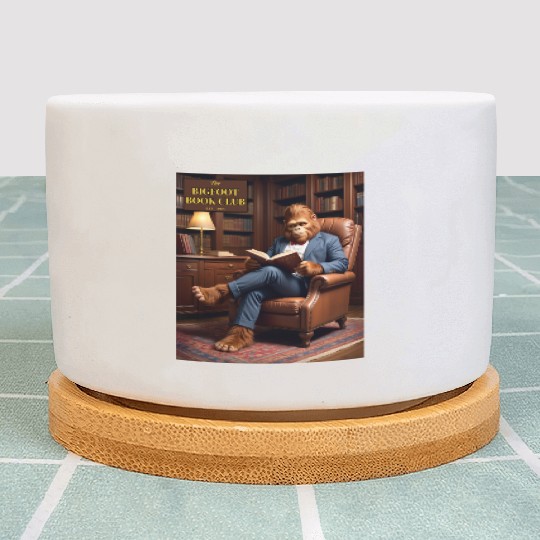 Bigfoot Book Club Sasquatch Reading in the Library Plant Pots