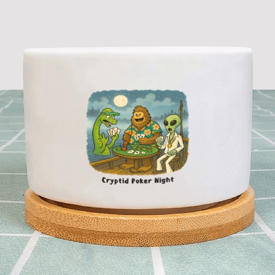 Bigfoot, Nessie and an Alien Play Poker - Cryptid Plant Pots