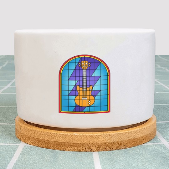 Stained Glass Art Electric Guitar Plant Pots