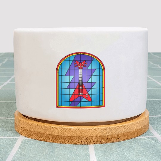 Stained Glass Art Electric Guitar Plant Pots