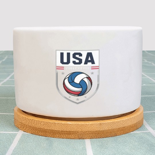 USA Volleyball Emblem Design Plant Pots
