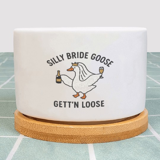 Embroidered Silly Goose Bride Funny Goose Lover Plant Pots