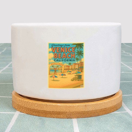 Venice Beach Vintage Postcard Plant Pots