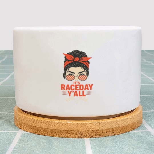 Retro Race Day Vibes for Women with Sunglasses Plant Pots