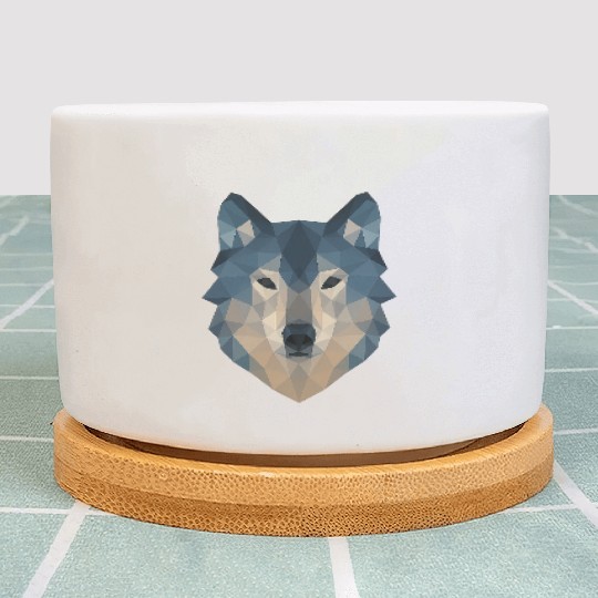 Geometric Wolf Face – Bold Abstract Wild Animal Ar Plant Pots