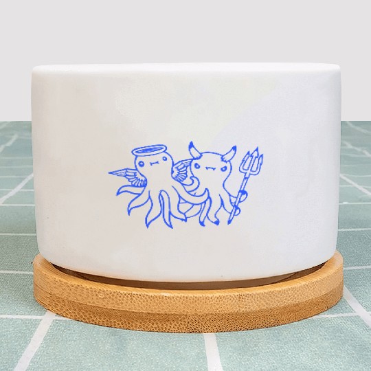 2 Octopus Devil Angel Heaven Hell Team Two Friends Plant Pots